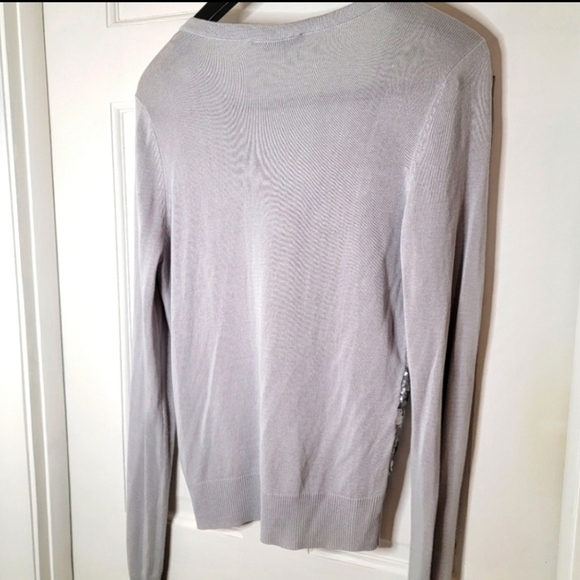 BCBGMAXAZRIA Silver Sequin Cardigan. M. - Picture 5 of 7